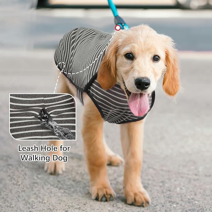 ROZKITCH Dog Winter Coat Soft Pullover Pajamas, Pet Windproof Warm Cold Weather Jacket Vest Cozy Jumpsuit Apparel Outfit Clothes for Walking Hiking Travel Sleep Stripe XL