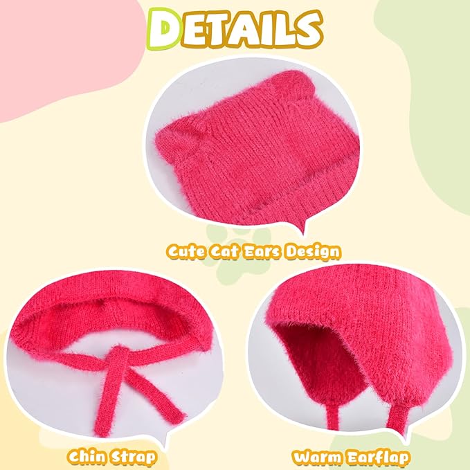 ZOORON Kids Winter Hat for Boys Girls, Cat Beanie Children Knit Skull Cap with Warm Ear Flap, Teen Beanie Hat Age 5-15 Years