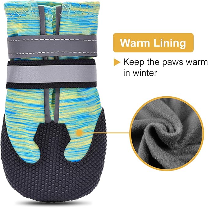 Dimicoo Water-Resistant Dog Boots for Medium Large Dogs,Non-Slip Dog Shoes for Winter Snow,Lightweight Paw Protector for Cold Pavement,Soft Dog Booties for Outdoor Walking Indoor Hardfloors