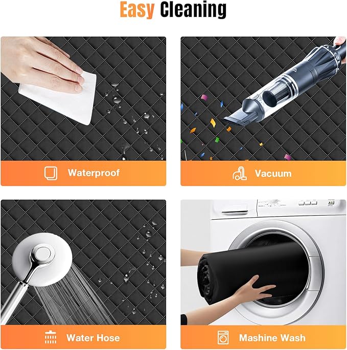 Dog Car Seat Cover for Back Seat, Dog Car Bed Cover with Strong Hard Bottom, Back Seat Extender Hammock for Cars SUV Truck,4 Panels Black Large Size