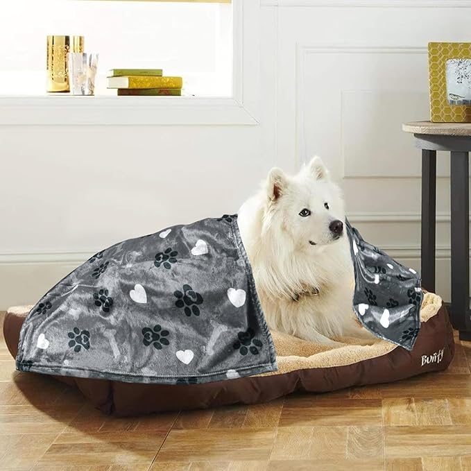 Dog Blanket,Super Soft Fluffy Premium Fleece Pet Puppy Blanket for Large Medium Dog Cat Mat Cover for Bed Couch,Cute Reversible Cow Print, Gray,(41 x 31 Inch)