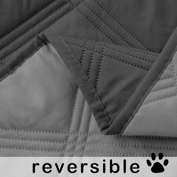 fuguitex Waterproof Dog Blanket Reversible for Small Dogs Resistant Leakproof Washable Couch Cushion Bed Protector Cover for Indoor Furniture Pet Friendly（82"*82",Dark Grey+Grey