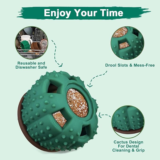 Cactus Dog Chew Toys - Interactive Dog Toy to Keep Them Busy, Tough Chew Toys for Dogs, Leakable Slow Feeder Dog Toy Ball for Medium and Large Dogs 25-75 lbs
