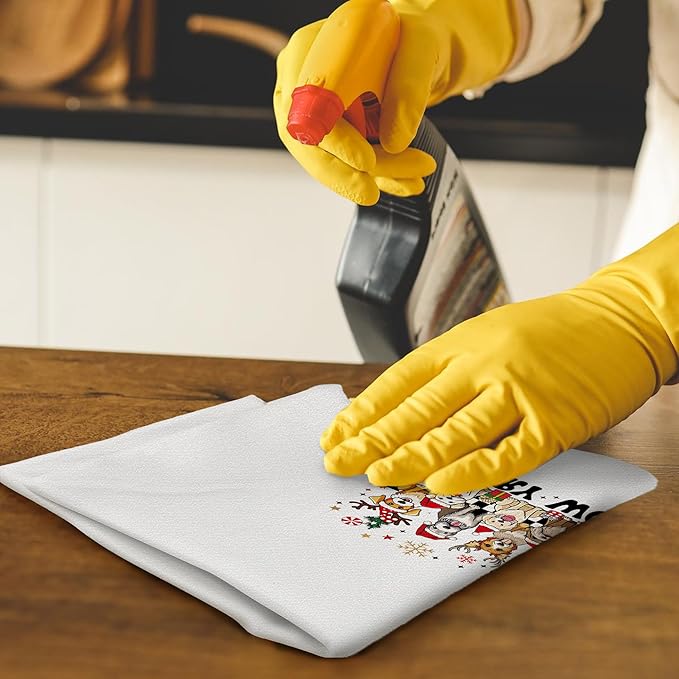 Christmas Dog Kitchen Towels, Merry Woofmas Christmas Hand Towels for Bathroom Dish Towels Tea Towels for Kitchen Decor for Bathroom, 16x24 Inches