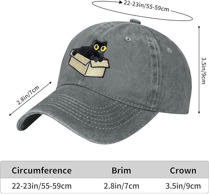 Black Cat Hat,Ragdoll Cat Embroidered Adjustable Cotton Baseball Cap for Men Women,Gifts for Cat Lovers