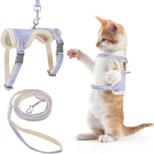 TIESOME Cat Harness and Leash Set, Adjustable Gradient Kitten Harness Escape Proof Harness with Leash for Kitty Outdoor Walking (Bear)