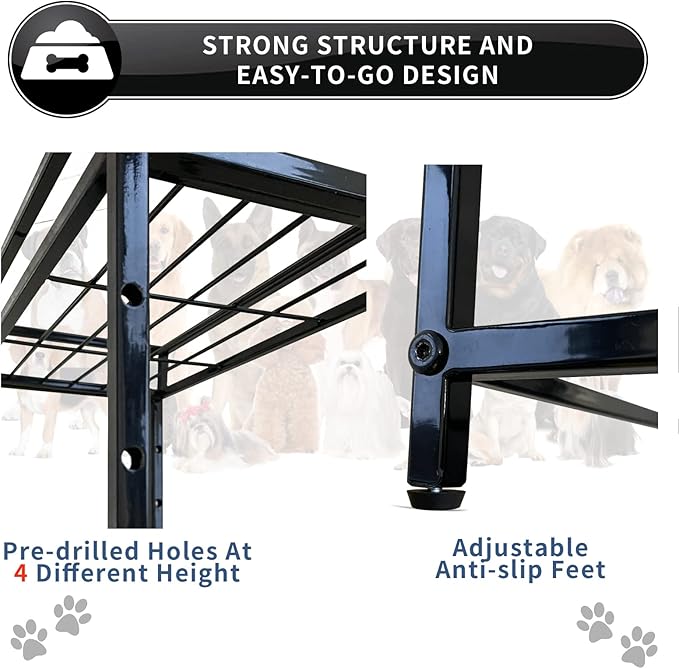 Lifted Dog/Cat Bowl Stand, Raised Dog Bowl Holder for Existing Bowls, 4 Adjustable Heights for Puppy, Small, Medium and Large Size Dogs.