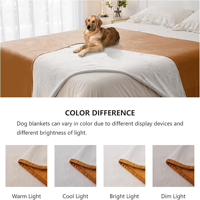 Waterproof Blanket for Bed Protection, Washable Dog Blankets for Couch, Soft Reversible Pet Throw Furniture Protector Cover for Sofa-82"x108",Orange+Cream