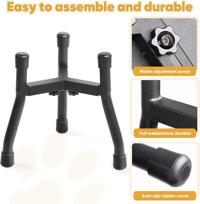 Elevated Dog Bowls [ 1 Pack ], Adjustable Metal Raised Raised Dog Bowl Stand for Medium & Large Dogs, Adjustable Wide 6.3"-10.2",3 Height Adjustment(Bowl Not Included)