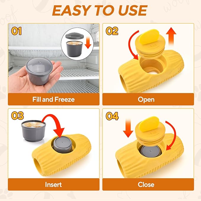 Interactive Frozen Dog Treat Toy, Indestructible Dog Enrichment Toys for Large Dogs, Dog Toys to Keep Them Busy, Corn Shape