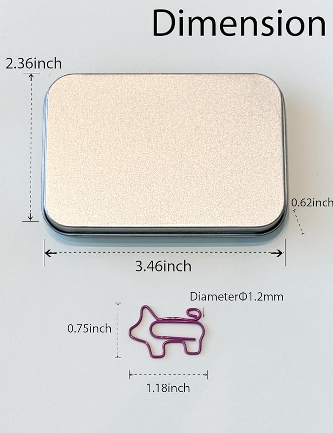 Cute Paper Clips, 60 PCS Pig Shaped Paper Clips Animal Bookmarks Clips, Assorted Colors, Fun Office Gifts for Women Men Coworkers Teachers Students Girls Boys, Christmas Gifts