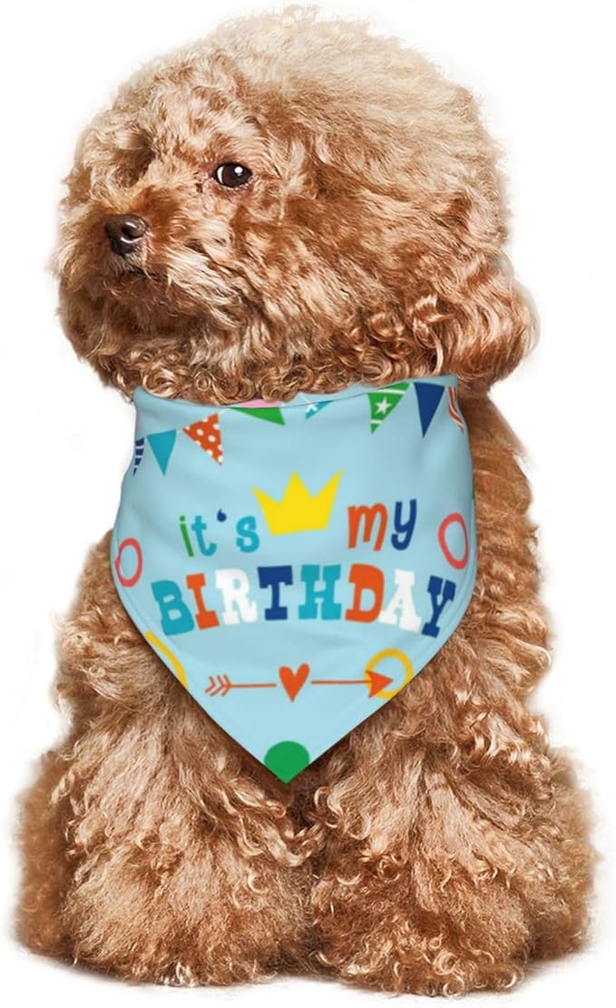It's My Birthday Blue Dog Bandana Scarf Triangle Bibs Pet Accessories Cat Kerchief