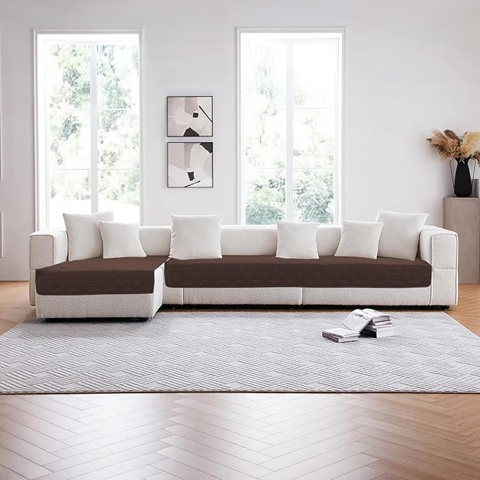 PrinceDeco Waterproof Dog Blanket Pet Bed Cover for Furniture Bed Couch Sofa Loveseat with Anti-Slip Back (32x62 Inch, Brown)