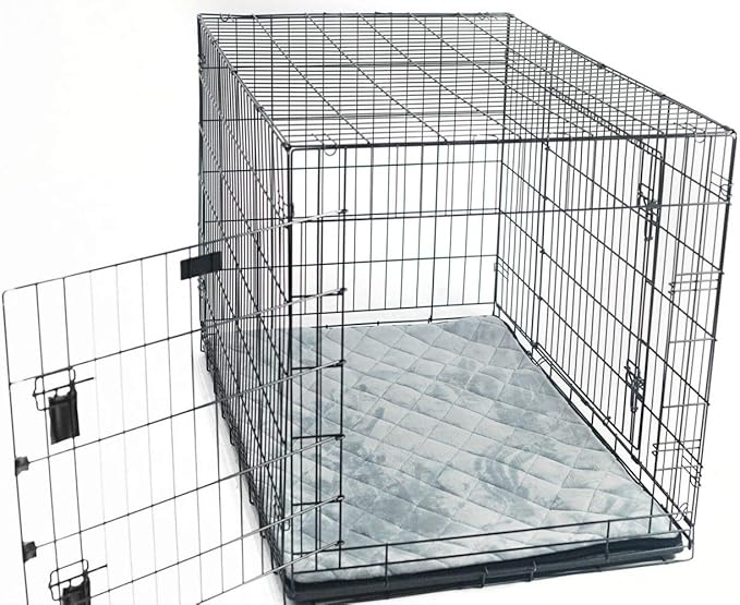4Knines Extra Large Dog Crate Mat – Waterproof, Non-Slip, Machine Washable Crate Mat – Soft, Durable Kennel Mat for Dogs – Pet Bed for Crates, Travel or Home Use - Extra Large (Black)