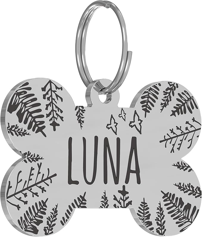PawFurEver Personalized Pet Tags - Custom Engraved Dog & Cat ID Tags, Stainless Steel, Funny Bone & Silver Designs