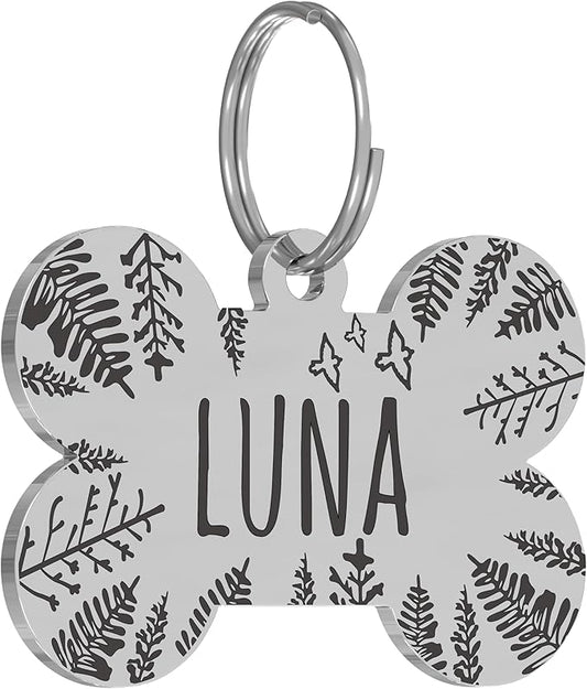 PawFurEver Personalized Pet Tags - Custom Engraved Dog & Cat ID Tags, Stainless Steel, Funny Bone & Silver Designs
