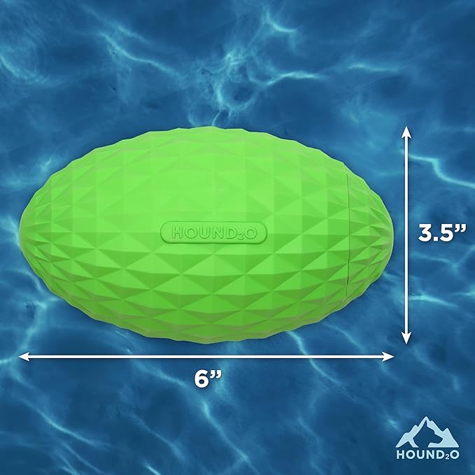 Playology Hound2O Dog Toys | Squeaky Football Toy Dogs to Chase | Green Floating Outdoor Toy - Easy to Clean and Made from Non Toxic Materials