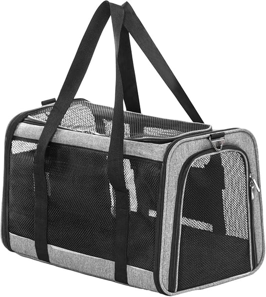 Petsfit Cat Carrier Dog Carriers Airline Approved, 18 x 11 x 11 Soft-Sided Pet Carrier, 3 Carrying Ways, Lightweight, Breathable, Escape Proof, with Adjustable Shoulder Strap and Soft Cushion