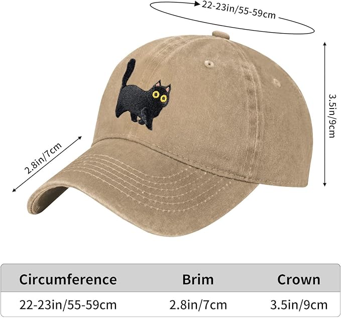 Black Cat Hat,Ragdoll Cat Embroidered Adjustable Cotton Baseball Cap for Men Women,Gifts for Cat Lovers