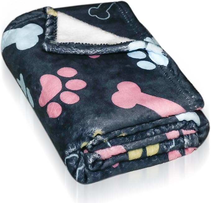 Dog Blanket for Medium Dogs Washable - Soft Fluffy Puppy Blanket with Premium 300GSM Coral Fleece, Cozy Calming Cat Blankets for Indoor Cats for Kitten Doggy, Navy Blue