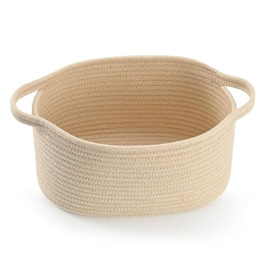 Cute Woven Gift Basket – Beige Empty Gift Basket for Nursery, Baby Shower Gifts, Birthday, Wedding, Boo Baskets for Christmas Thanksgiving, Decorative Storage Bin for Toys, Diapers, Books