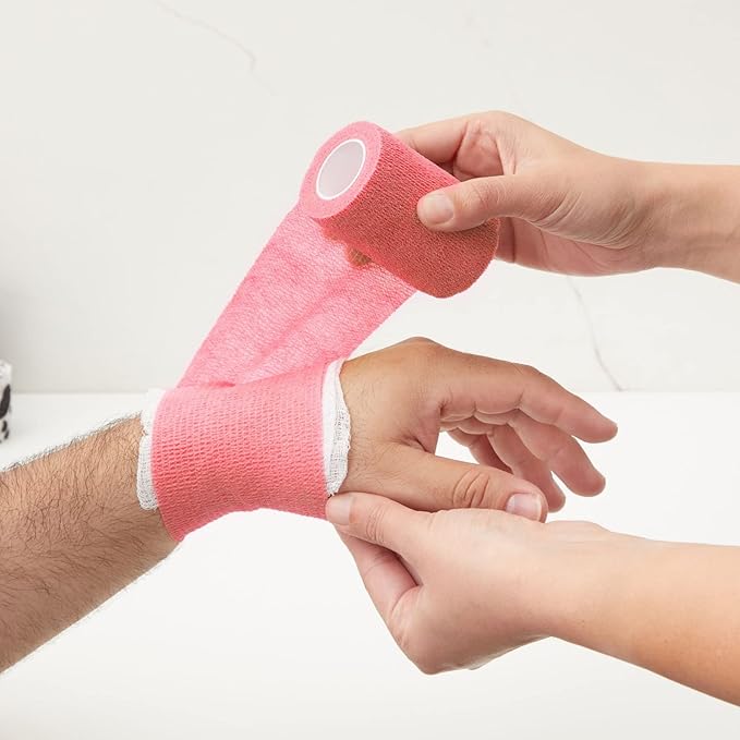 Juvale Self-Adherent Cohesive Bandage Wrap - Joint Support & Vet Wrap for Horses - Versatile First Aid & Pet Bandage - Athletic Compression & Stretch Tape - 3 in x 6 yd, Pack of 12, 6 Colors