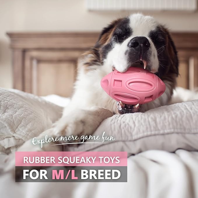 EASTBLUE Squeaky Dog Toys for Aggressive Chewers: Rubber Puppy Chew Ball with Squeaker, Almost Indestructible and Durable Pet Toy for Medium and Large Breed