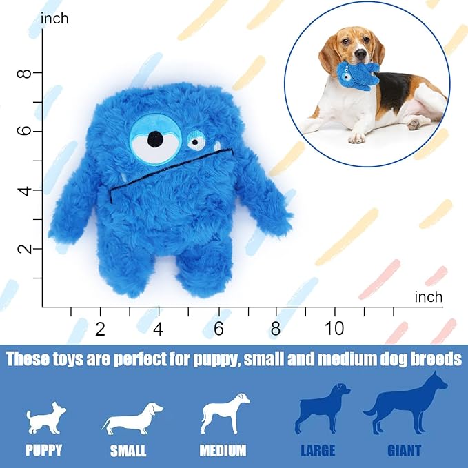 Plush Squeaky Dog Toy, Crinkle Stuffed Dog Toy Keep Them Busy Tug of War Birthday Dog Chew Toy for Small Medium Large Dogs (Blue)