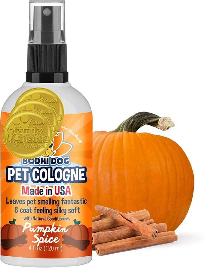 Bodhi Dog Premium Dog Cologne - Deodorizing Dog Perfume & Conditioner for Dogs & Cats - Natural Long Lasting Spray - Keeps Pets Fresh All Day - Gentle, Safe Formula, Made in USA -Pumpkin Spice 4 Fl Oz