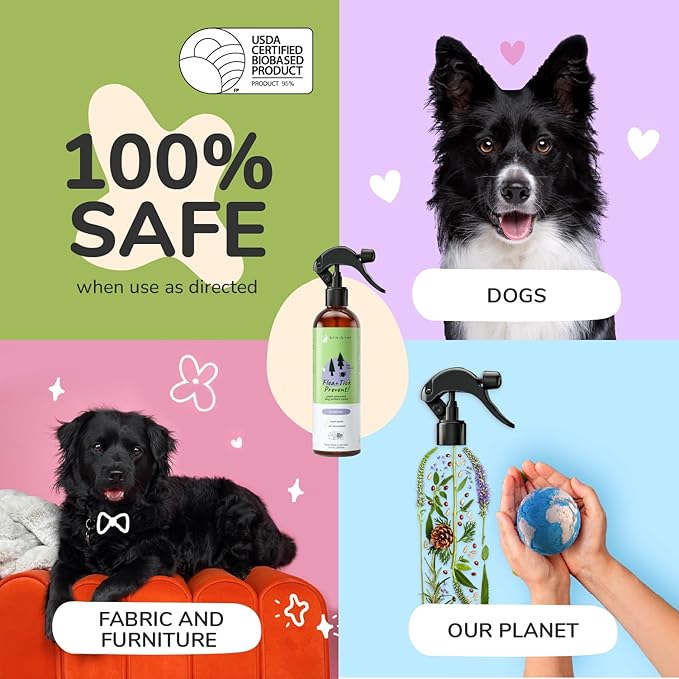 kin+kind Flea and Tick Spray and Shampoo Kit- Shampoo and Spray Set- Shampoo for Dogs, Spray for Dogs- for Tick and Flea Control Shampoo and Repel Spray- Lavender, 12 oz Each