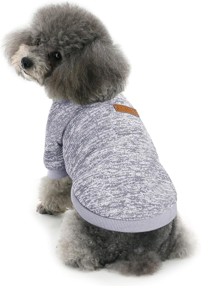 Idepet Pet Dog Classic Sweater, Fleece Coat for Small,Medium Dog,Warm Pet Dog Cat Clothes,Soft Puppy Customes 2 Color (XS, Grey)