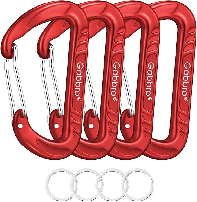Gabbro Carabiner Clips Heavy Duty, | Wiregate Snap, Screw Locking, Aluminum, Lightweight Caribeener | for Hammock, Hiking, Camping, Water Bottle, Dog Leash Harness, Keychains