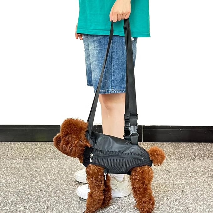 Pet Dog Carrier Backpack, Portable Breathable Mesh Chest Carrier, Polyester Woven Double Shoulder Pet Bag for Outdoor Adventures (Black, X-Large)