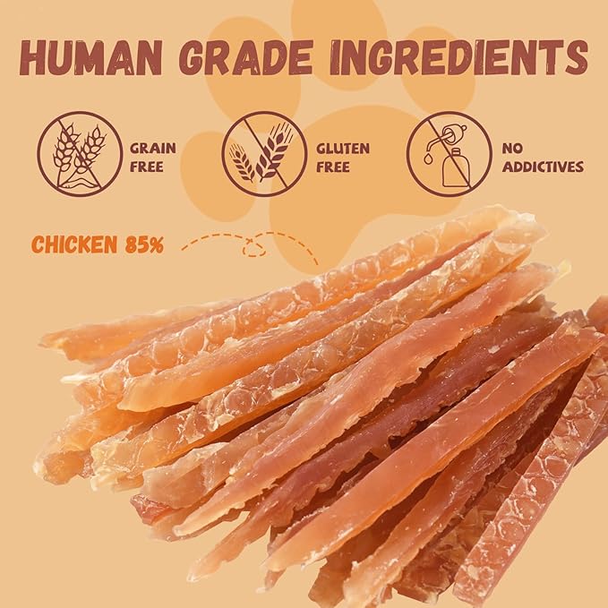 Chicken Jerky Strips Dog Treats, Natural Dehydrated Chicken Snacks w/Taurine, Soft & Chewy Training Treats for Small Medium Large Dogs, Rawhide-Free, Grain-Free, 10.6 oz