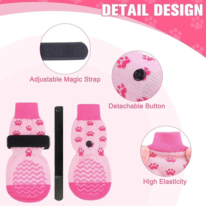 EXPAWLORER 6Pcs Anti Slip Dog Socks to Prevent Licking Paws, Dog Shoes for Winter, Double Sides Dog Boots & Paw Protectors Booties for Hardwood Floors with Grippers Small Medium Large Senior Dogs, S