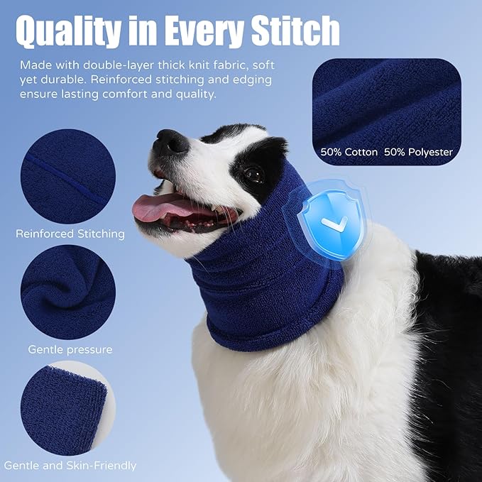 Dog & Cat Calming Band Cat Anxiety Relief Cover,Double Layer Thickened Pet Ears Elastic Neck Band Noise Cancelling Ear Muffs for Anxiety Relief/Noise Protection,Grooming,Thunder,Fireworks