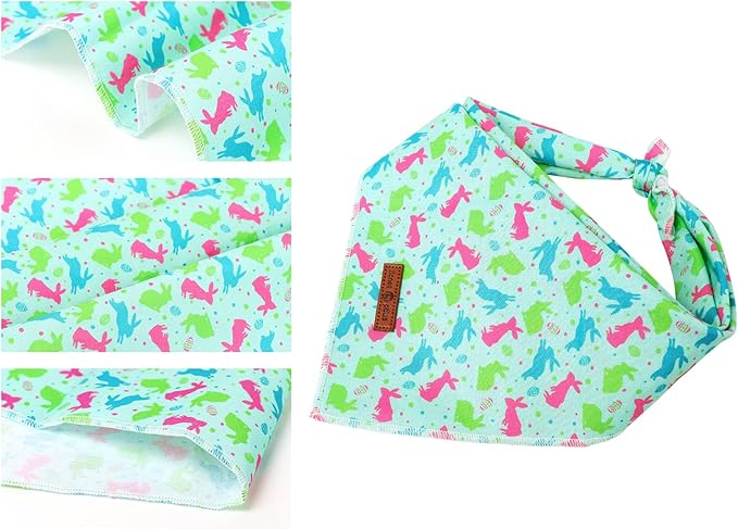 lionet paws Easter Bunny Egg Dog Bandana for Small Medium Large Dogs, Cat Dog Kerchief Triangle Bibs Scarf for Girl Boy