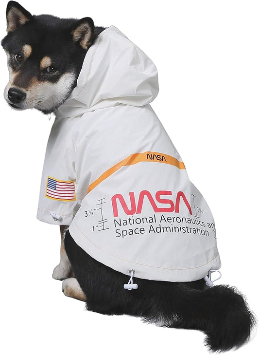 ChoChoCho NASA Dog Raincoats, Reflective Rain Jacket Water Proof, Dog Clothes, Cat & Puppy Stylish Streetwear Outfit (White, S)