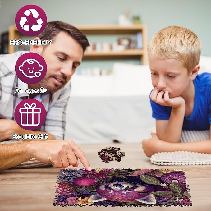 Mocfesk Wooden Puzzles for Adults, Red Panda Puzzles 200 Pieces, Unique Shaped Animal Jigsaw Puzzles for Adults and Kids, Birthday Gifts Fun Family Game 12.2'' x 9.1''