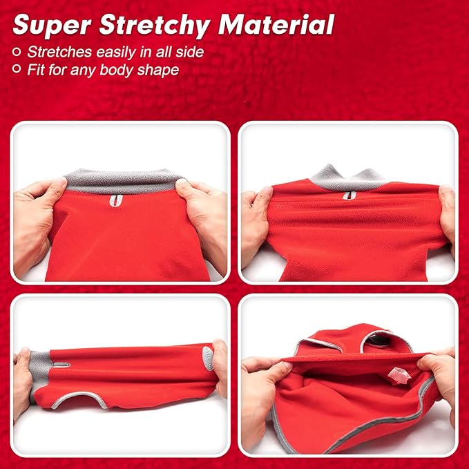 cyeollo 2 Pack Dog Sweaters Stretchy Fleece Sweatshirt with Leash Hole Pullover Stretchable Reflective Dog Sweater Pet Clothes for Small Puppy Dogs Cats Apparel Size S