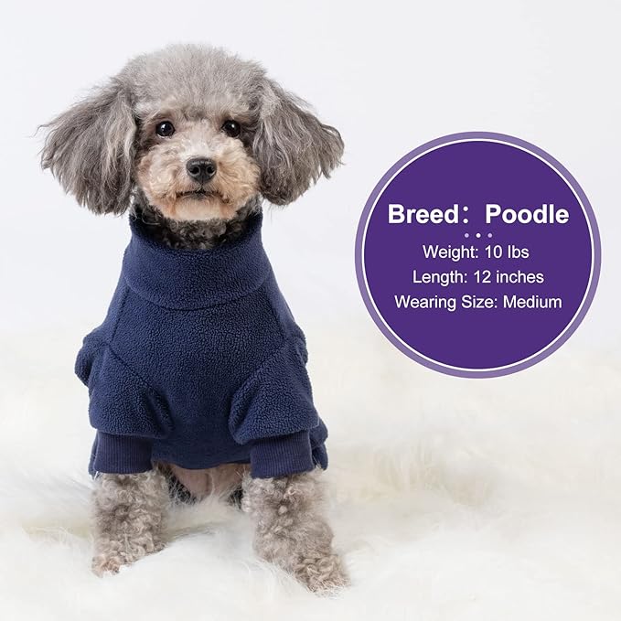 cyeollo Dog Pajamas Fleece Dog Pjs Jumpsuit Thermal Doggie Onesie Stretchy Doggie Pet Jammies Outfits for Dogs Cats Apparel, Navy XS