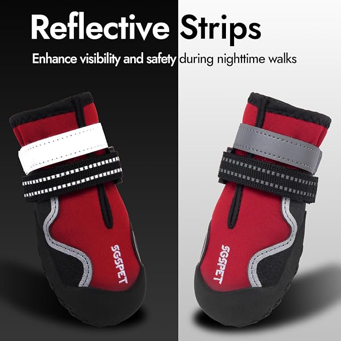 Paw Protectors for Hot Pavement, Summer Heat Protection, Mesh Breathable Skid-Resistant Dog Booties for Hardfloors, Walking Running Hiking (Red,1# (3XS)