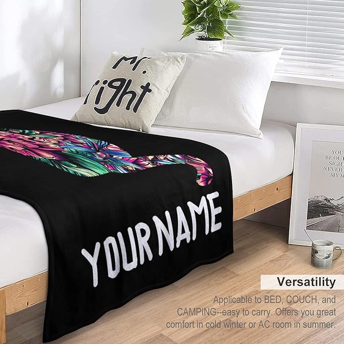Personalized Cat Blanket Gifts with Name - 40"x50" Cute Throw Blanket for Adults Kids - Black Soft Plush Throws for Bed, Couch & Travel