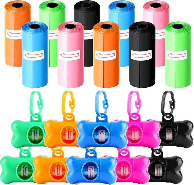 10 Pack Bone Shaped Poop Bag Dispenser Pet Waste Disposal Bag Dispenser (Random Color)
