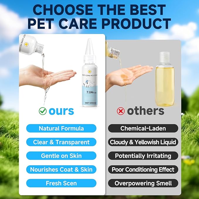 Pet Steam Brush Spray Refill for Dogs & Cats – Concentrated Waterless Shampoo, 3-in-1 Pet Comb Leave-in Serum, Self Cleaning Pet Brush for Shedding & Hair Removal, 2*Shampoo(Steam Brush Not Included)