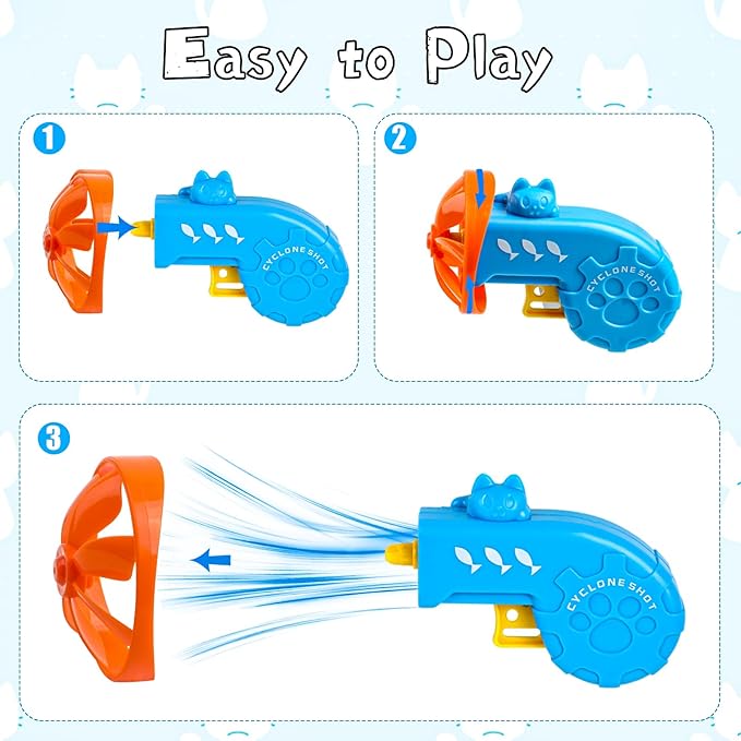 KIMOBER 17Pcs Cat Fetch Toy, Kitten Interactive Tracking Toys with 15Pcs Colorful Flying Propellers for Pets Cat Hunting Chasing Training Exercise