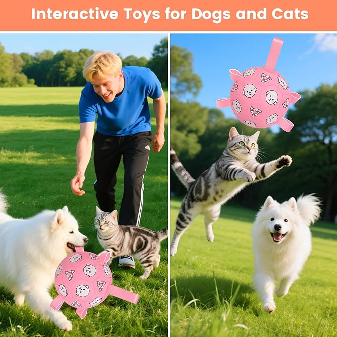 Dog Soccer Ball, Dog Toy Soccer Balls with Grab Tabs, Herding Ball for Dogs, Water Pool Dog Toys for Indoor/Outdoor Play – Great Dog Birthday Gift for Medium & Large Dogs, 8 Inch