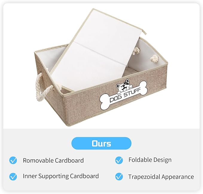 Collapsible Fabric Dog Toy Box and Storage Bin With Handle - Trapezoid Basket Chest Organizer for Pet Toys, Blankets and Accessories,Yellow