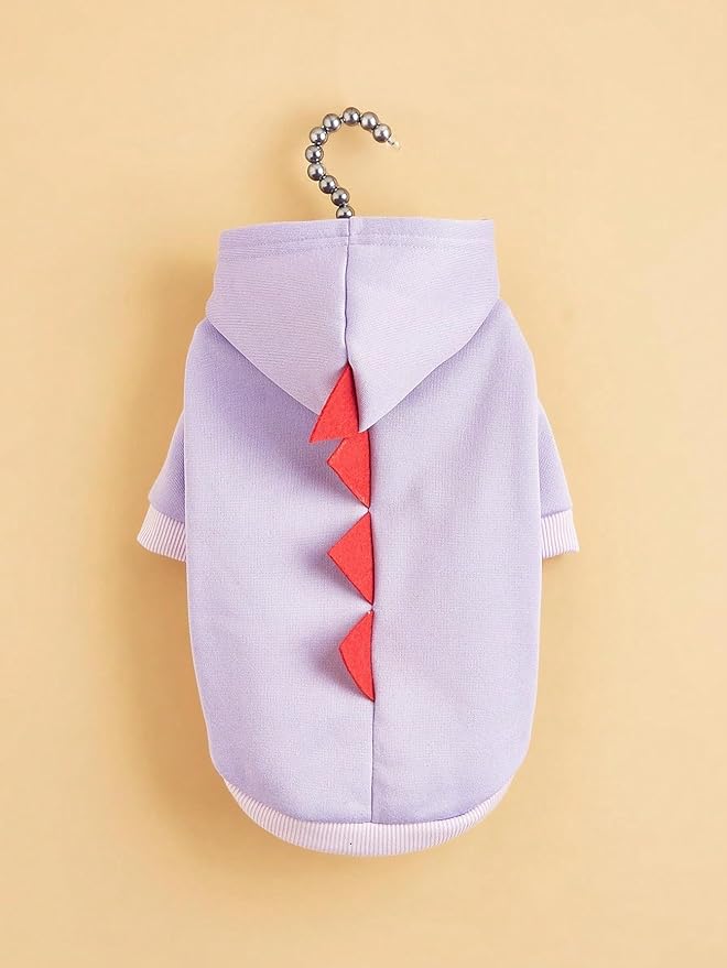 QWINEE Dinosaur Dog Hoodie Dog Warm Jacket Christmas Halloween Dog Costume Dog Clothes for Puppy Kitten Small Medium Dogs Cats Solid Purple XS