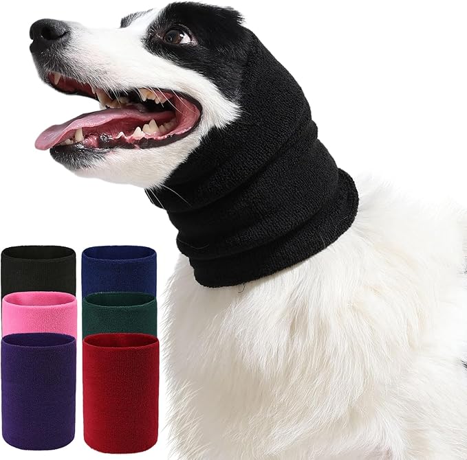 Dog & Cat Calming Band Cat Anxiety Relief Cover,Double Layer Thickened Pet Ears Elastic Neck Band Noise Cancelling Ear Muffs for Anxiety Relief/Noise Protection,Grooming,Thunder,Fireworks
